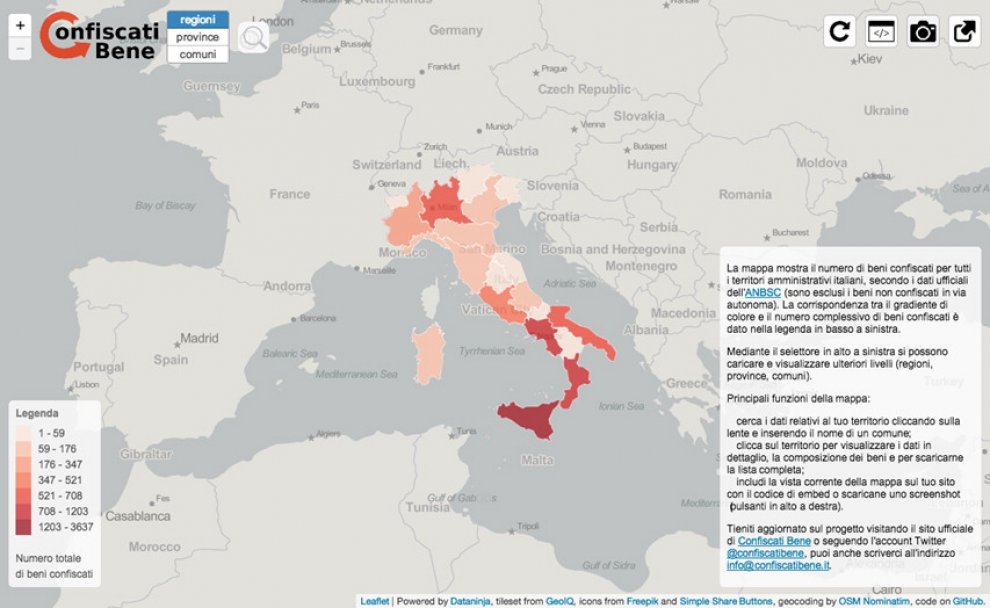 Beni confiscati alle mafie, le tabelle aggiornate a giugno 2015