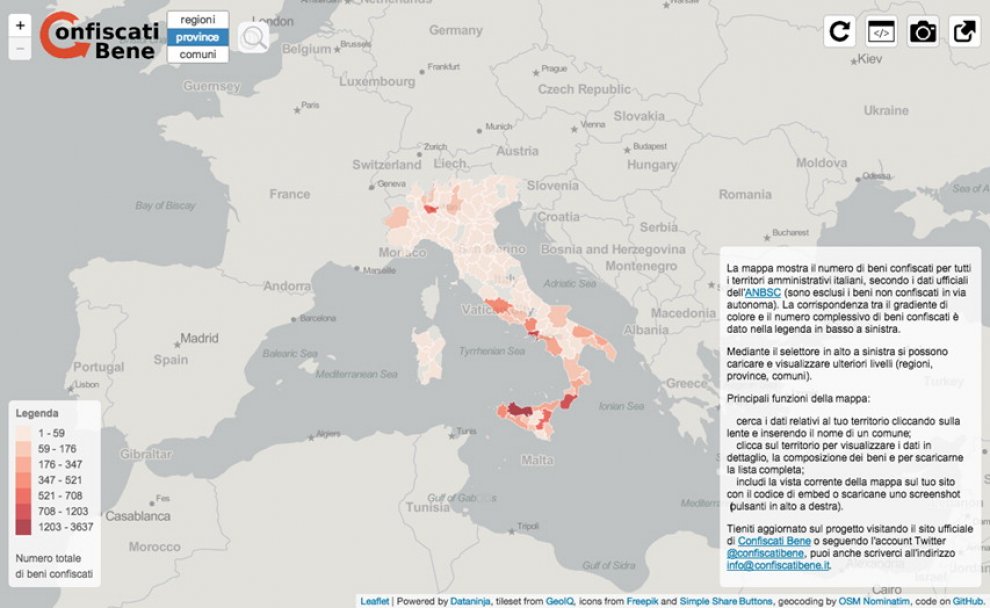 Beni confiscati alle mafie, le tabelle aggiornate a giugno 2015