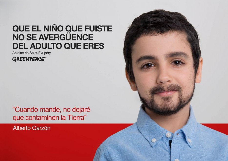 Spagna, nella campagna di Greenpeace i leader politici tornano bambini
