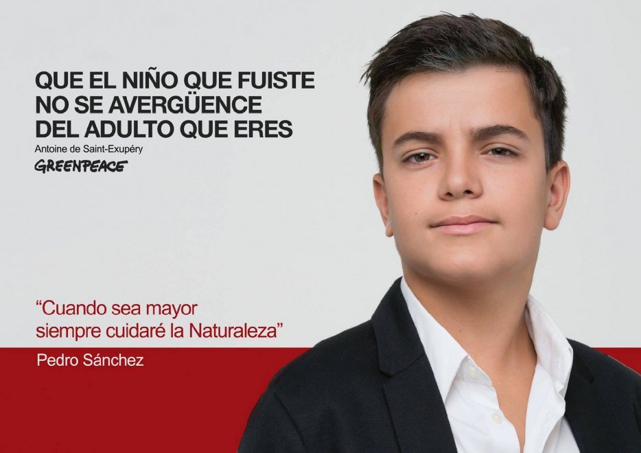 Spagna, nella campagna di Greenpeace i leader politici tornano bambini