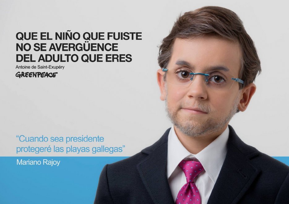 Spagna, nella campagna di Greenpeace i leader politici tornano bambini