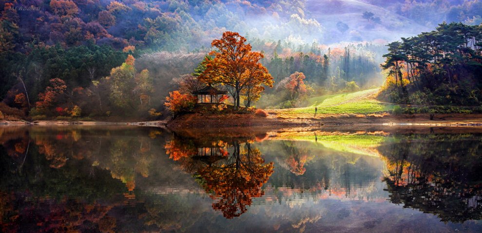 Colori caldi e riflessi sull'acqua: paesaggi surreali a Seul