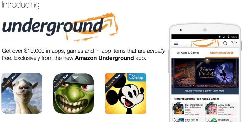 Amazon lancia Underground, più di mille app e giochi gratis