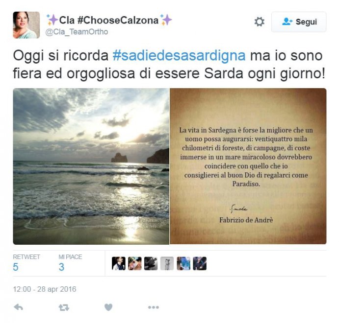 Spiagge, nuraghi e quattro mori: l'orgoglio sardo su Twitter per #SaDieDeSaSardigna 