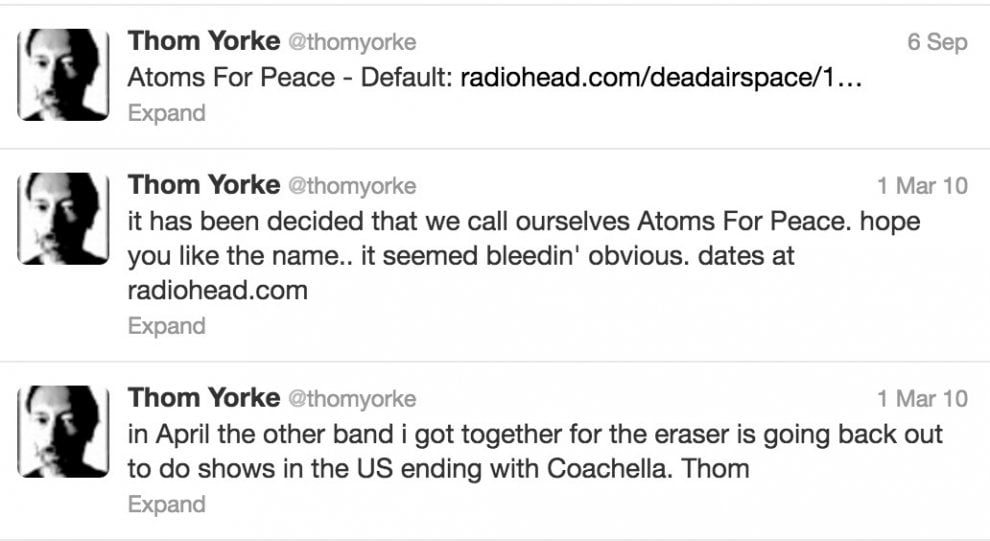 Macché scomparsi, quando Yorke twittava