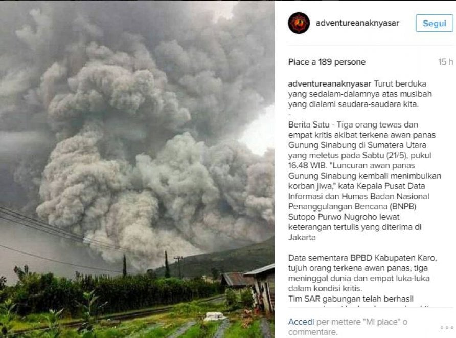 Eruzione apocalittica in Indonesia, il Sinabung uccide