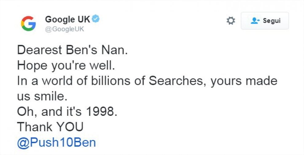 La nonna che chiede 'per favore' a Google: tweet del nipote è virale