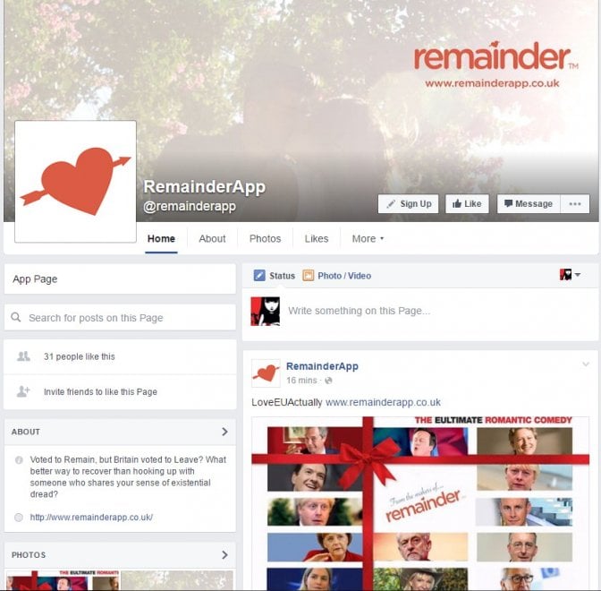Remain in Love, la prima app di dating per i delusi di Brexit 