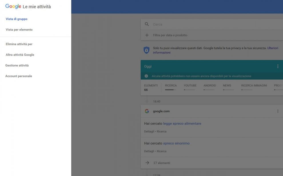 My Activity, ecco come conoscere e cancellare ciò che Google sa di te