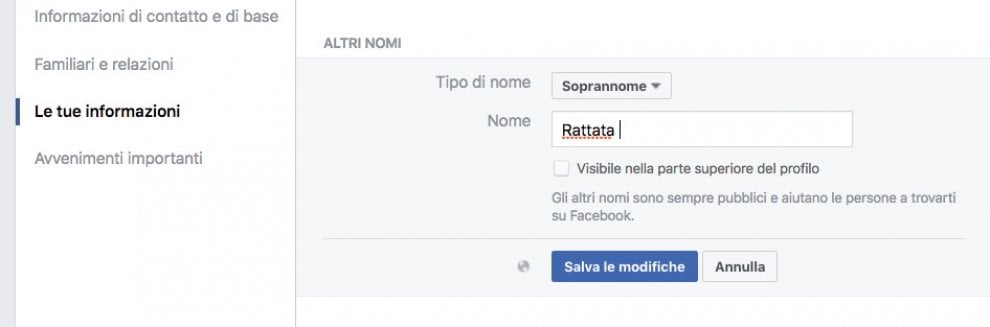  Quali nomi puoi usare su Facebook? 