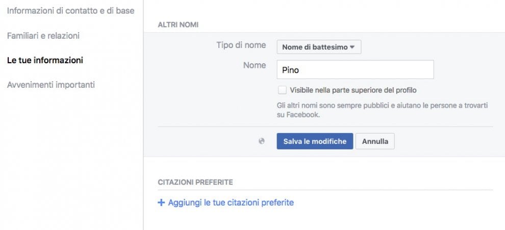  Quali nomi puoi usare su Facebook? 