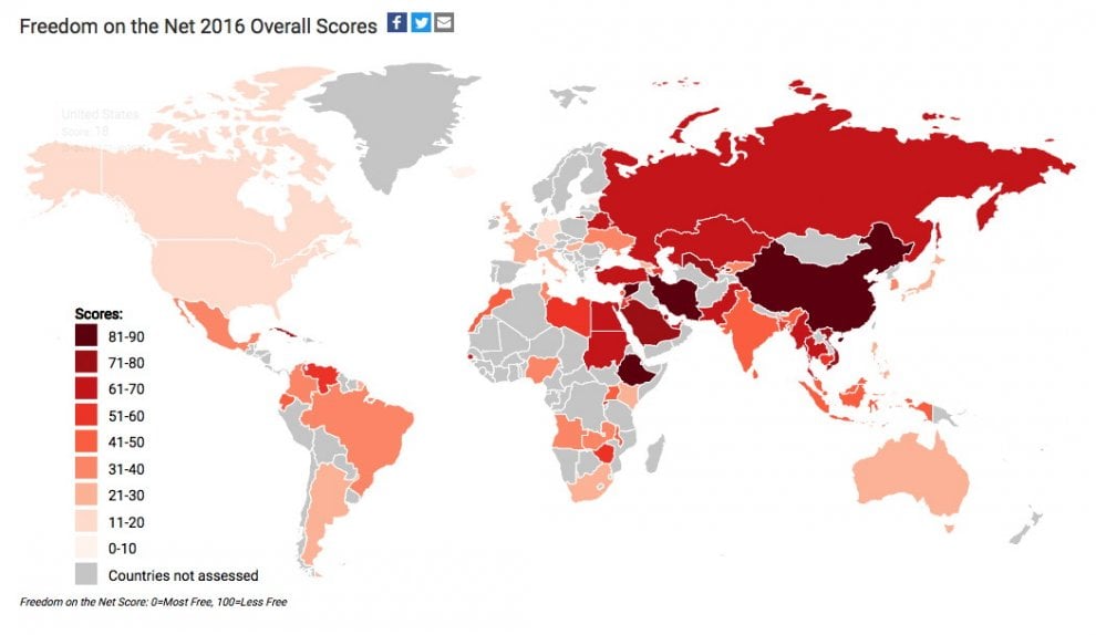 Libertà in rete, la geografia della censura