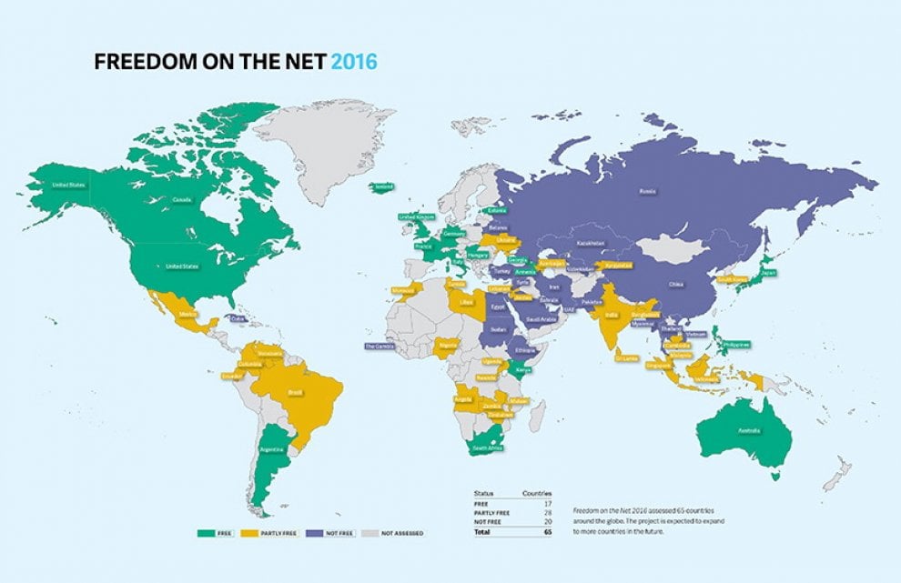Libertà in rete, la geografia della censura