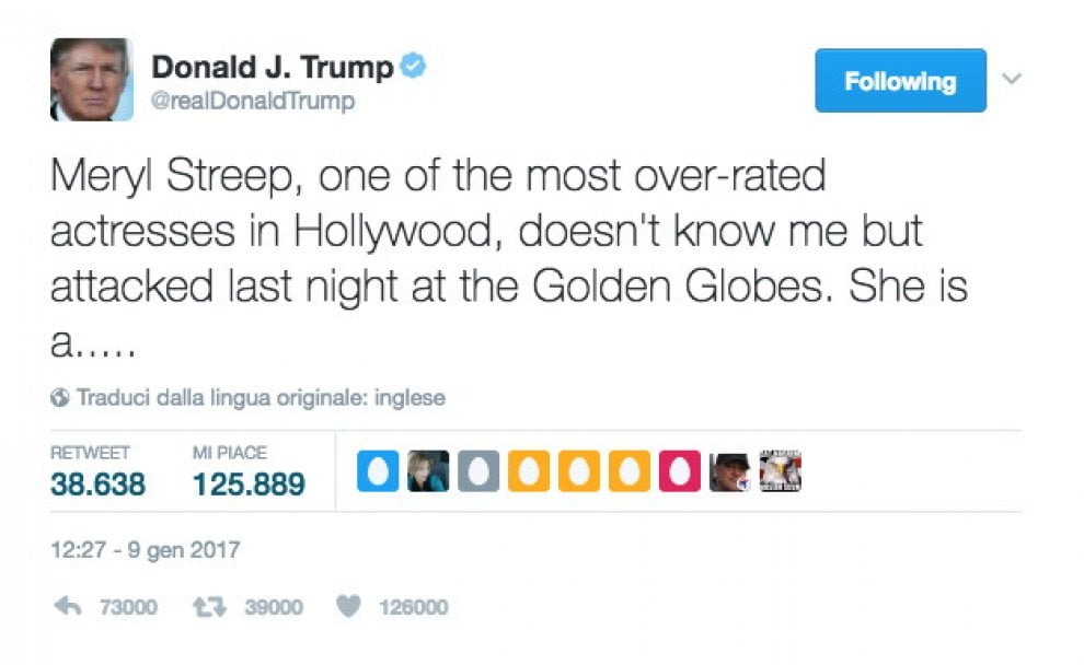 Donald Trump, 10 insulti su Twitter