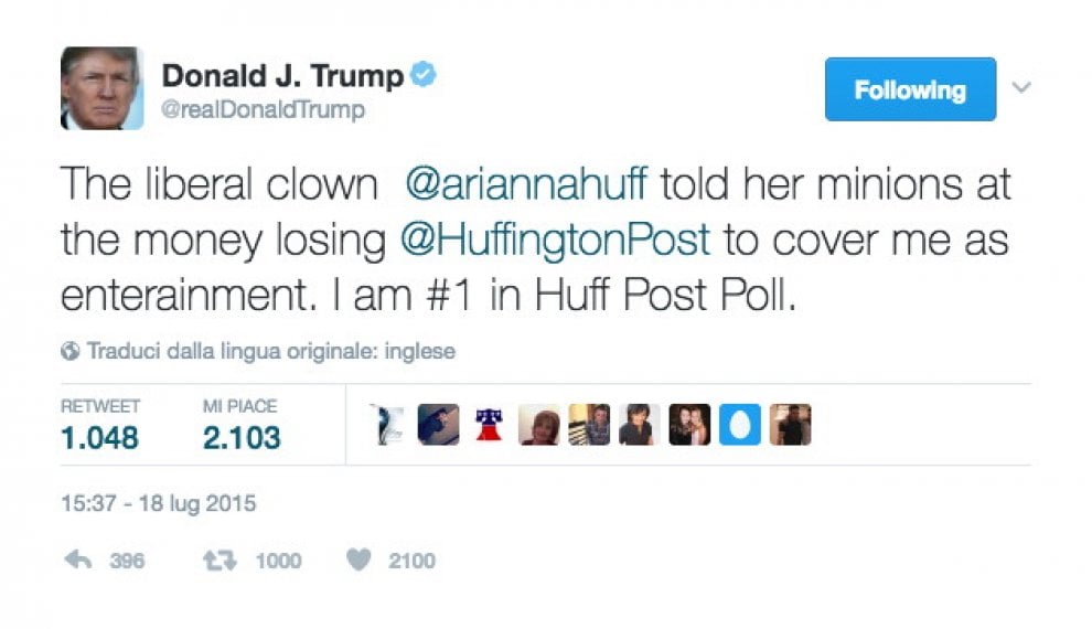 Donald Trump, 10 insulti su Twitter