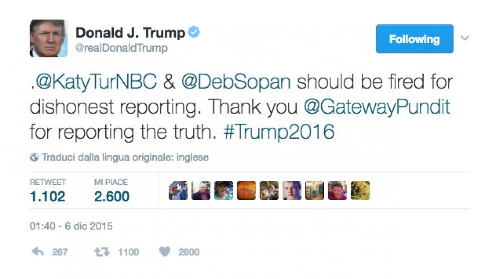 Donald Trump, 10 insulti su Twitter