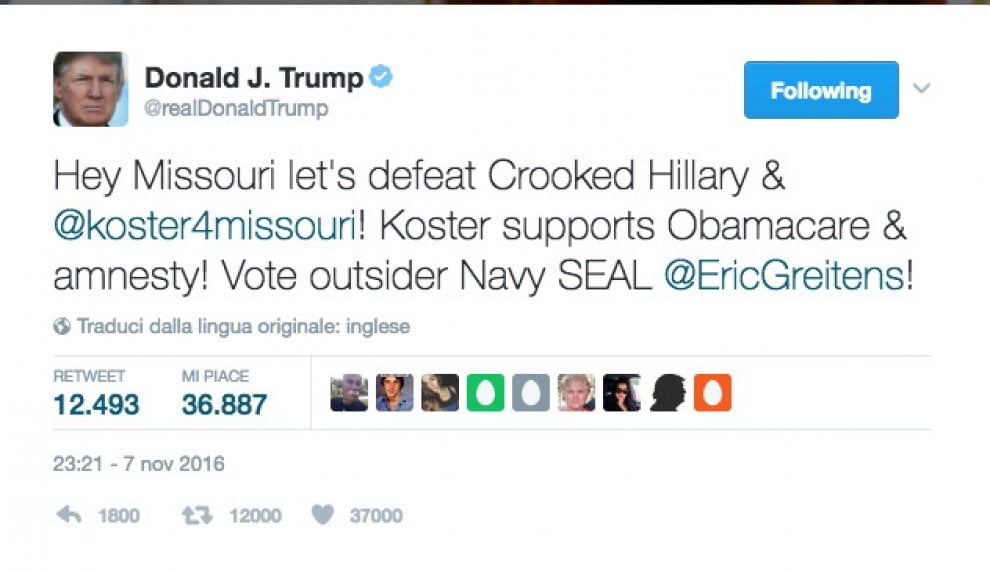 Donald Trump, 10 insulti su Twitter