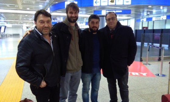 Da sinistra: l'autore e conduttore di Report Sigfrido Ranucci, Paolo Palermo, Luca Chianca e il responsabile security and safety della Rai Ennio Matano&nbsp;
