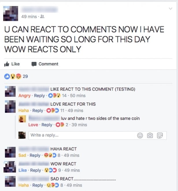 Facebook, le emoji ora anche nei commenti