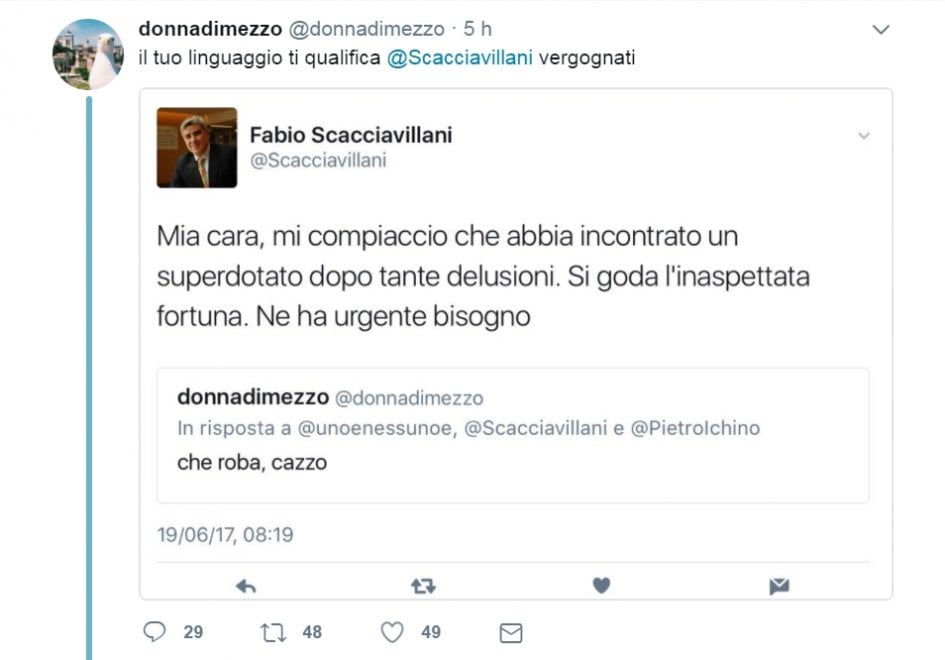 Scacciavillani, insulti e sessismo senza freni su Twitter