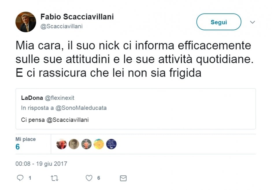 Scacciavillani, insulti e sessismo senza freni su Twitter