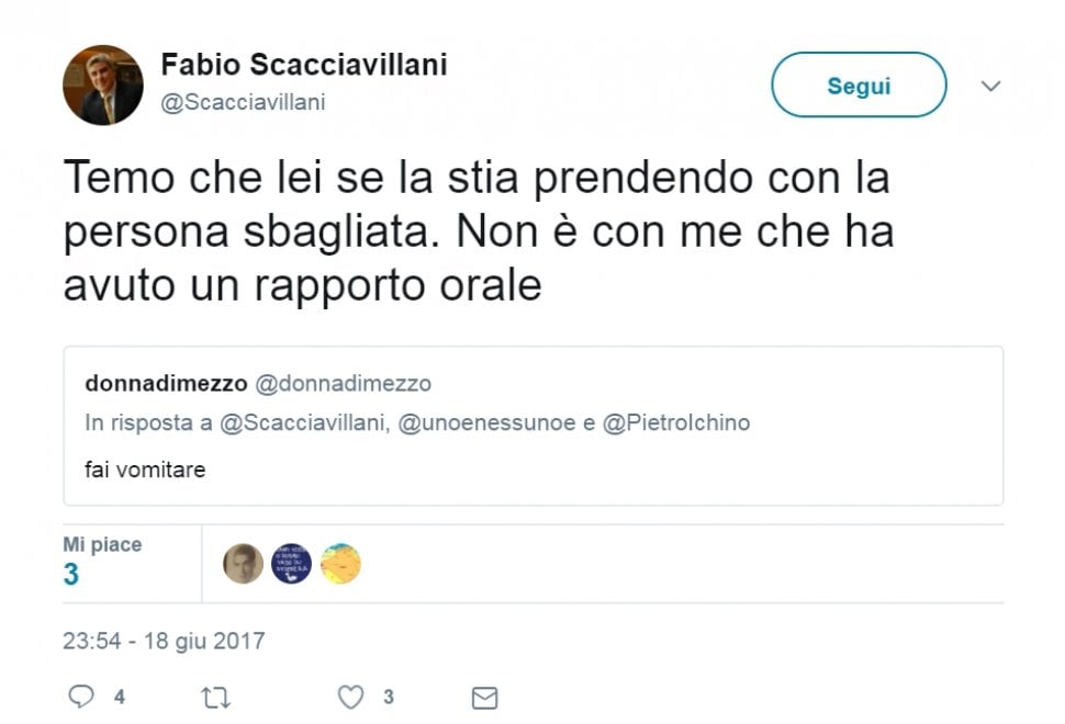 Scacciavillani, insulti e sessismo senza freni su Twitter