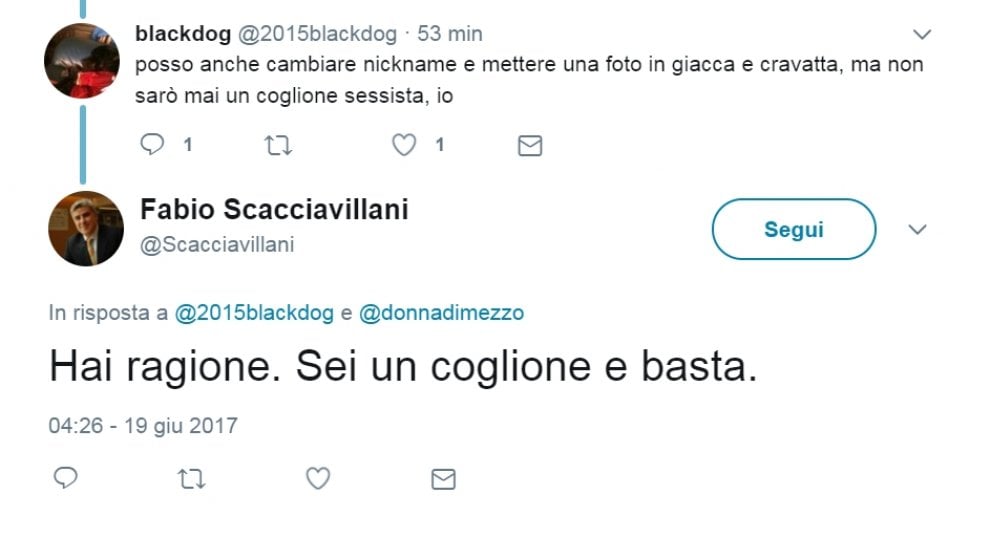 Scacciavillani, insulti e sessismo senza freni su Twitter
