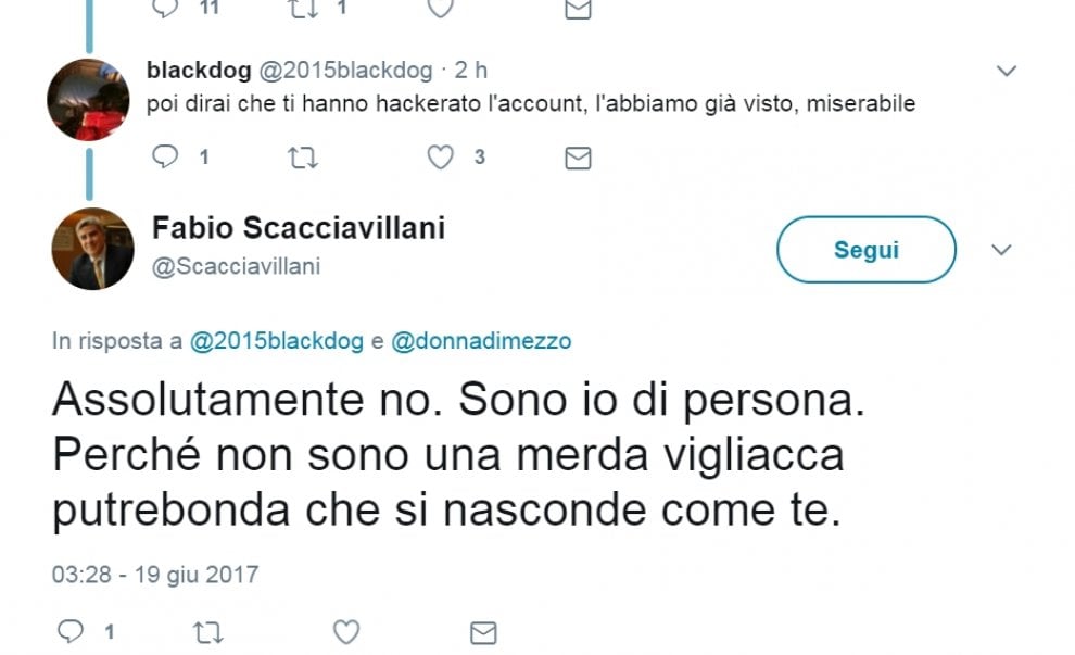 Scacciavillani, insulti e sessismo senza freni su Twitter