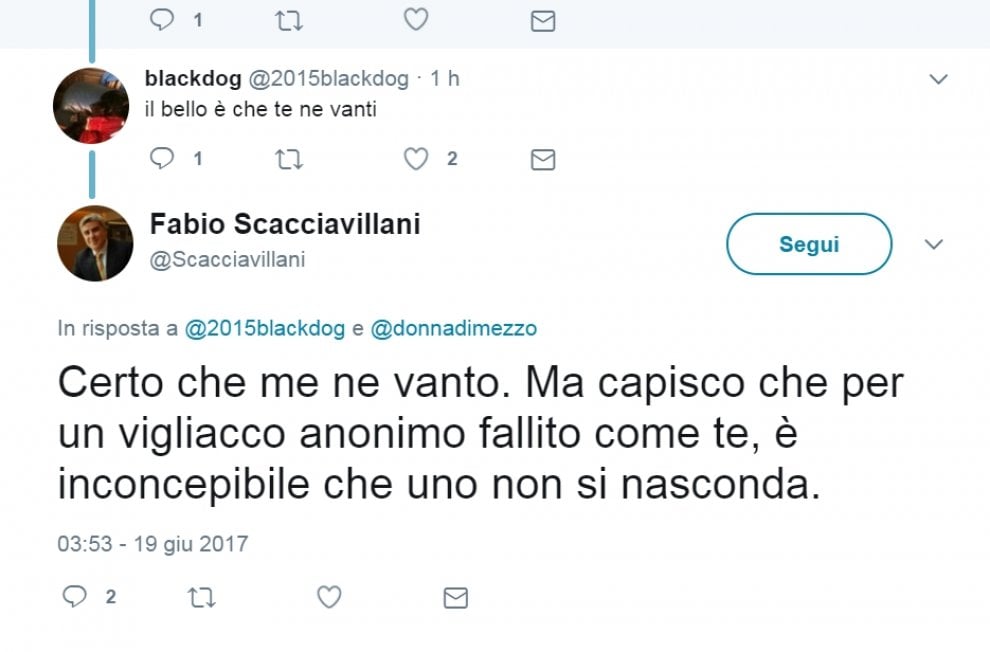Scacciavillani, insulti e sessismo senza freni su Twitter