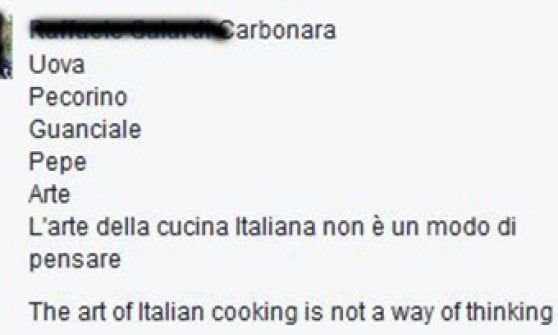"L'arte della cucina italiana non &egrave; un modo di pensare"