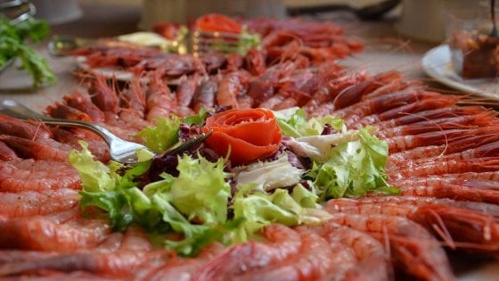 Il crudo di gamberi del ristorante La Tonnara, Castellammare del Golfo