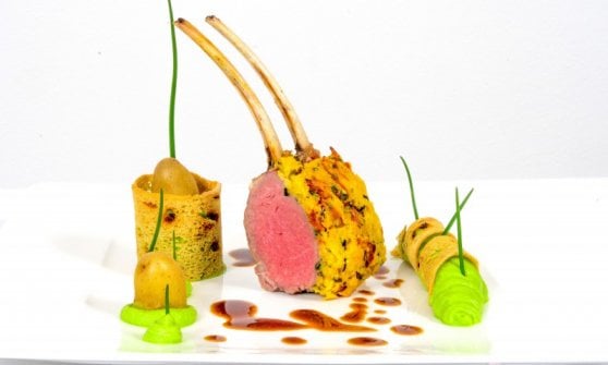 Il filetto in crosta, finferli e patate del Braunwirt