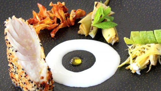 &nbsp;Pesce in variazione di carciofi, salsa lemongrass e menta