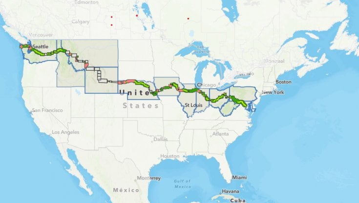 Il tracciato della mega pista ciclabile che attraverser&agrave; di Stati Uniti da costa a costa come la mitica Route 66
