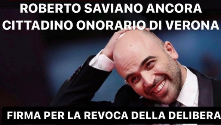 Verona, revoca della cittadinanza onoraria a Saviano: il Pd lancia una petizione con migliaia di firme in poche ore