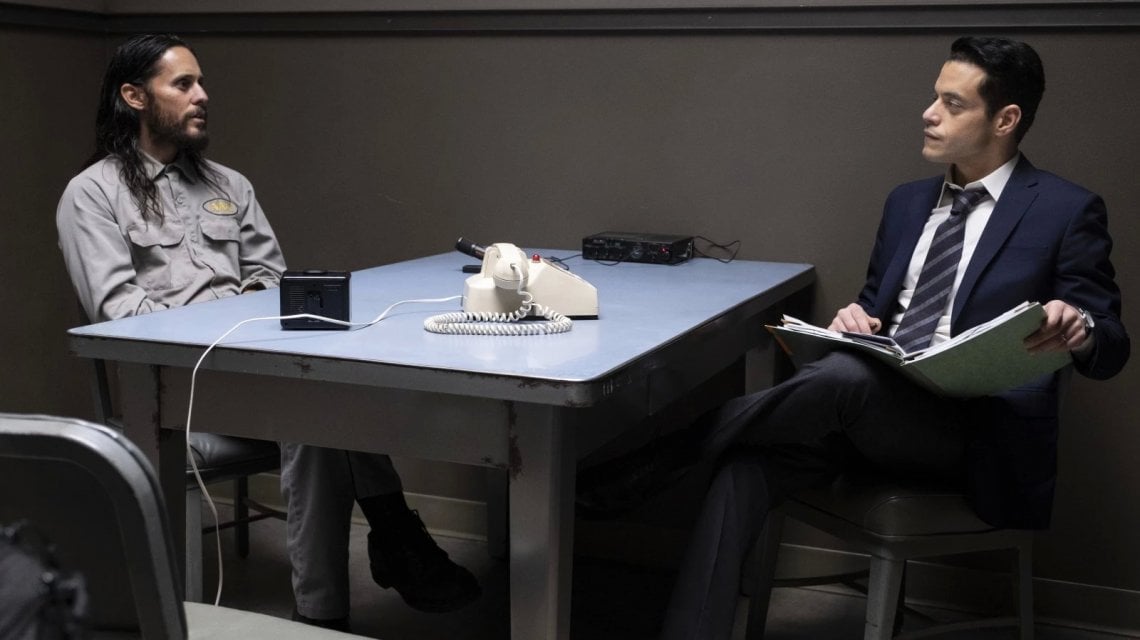Jared Leto e Rami Malek nel film. In alto, Denzel Washington
