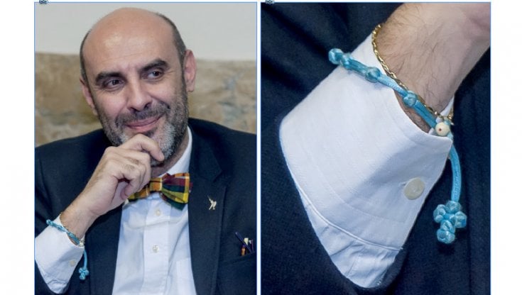 Il senatore leghista Simone Pillon (e un particolare dei braccialetti&nbsp;al polso) fotografato da Stefano Montesi (Corbis via Getty Images)