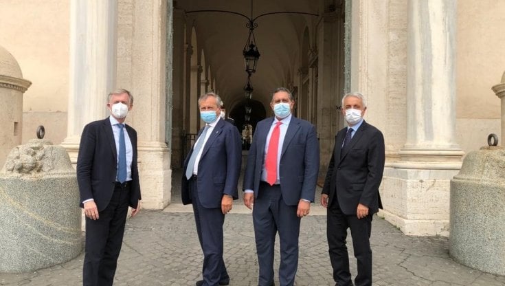 Da sinistra: Marco Marin, Luigi Brugnaro, Giovanni Toti e Gaetano Quagliariello