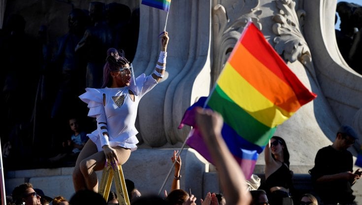 Una protesta per i diritti Lgbt a Budapest