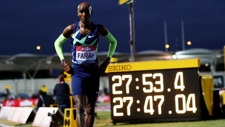 Mo Farah subito dopo il tentativo fallito a Manchester