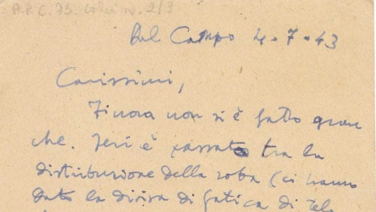 Una delle lettere di Calvino alla famiglia