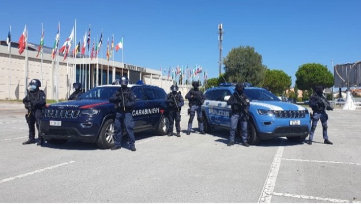 Nocs e Gis durante l'esercitazione a Rimini