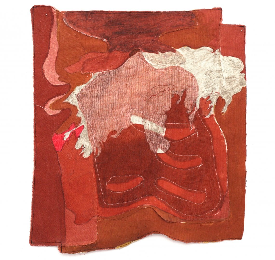 Jeanne Gaigher, Ear 1, acrylic, ink on canvas and scrim, 2021, 48 x 39 cm @Justin Share