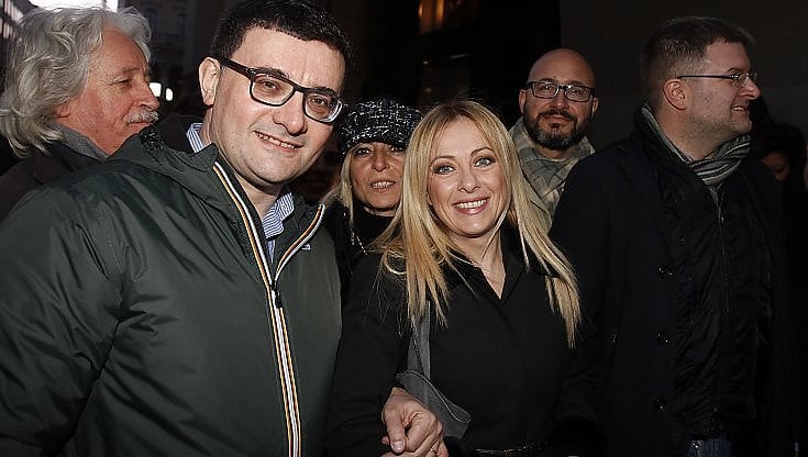 Giorgia Meloni con Roberto Jonghi&nbsp; Lavarini detto Barone nero