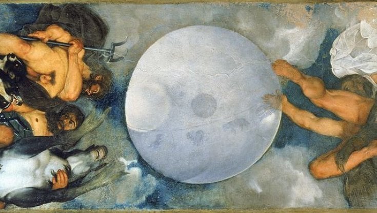 Particolare del dipinto su muro di Caravaggio al Casino dell'Aurora Ludovisi