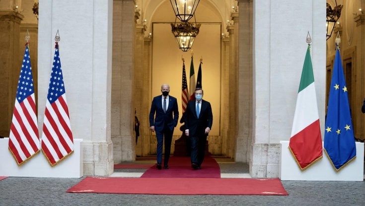 Il premier Mario Draghi con il presidente Usa Joe Biden