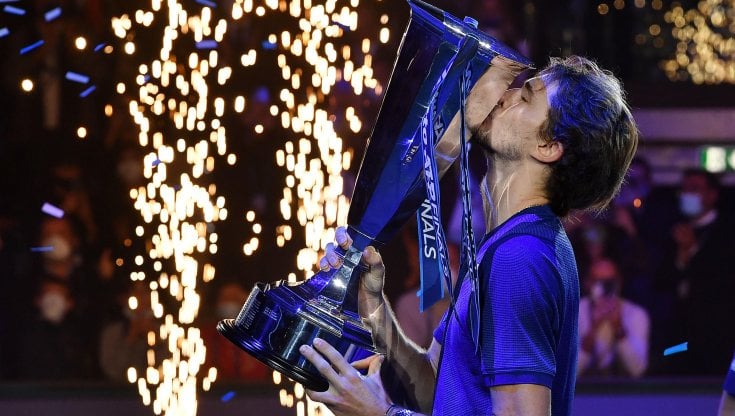 Torino, Atp Finals: Alexander Zverev festeggia la vittoria