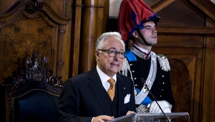Il presidente del Consiglio di Stato Filippo Patroni Griffi durante la cerimonia di inaugurazione dell'anno giudiziario del Consiglio di Stato presso Palazzo Spada