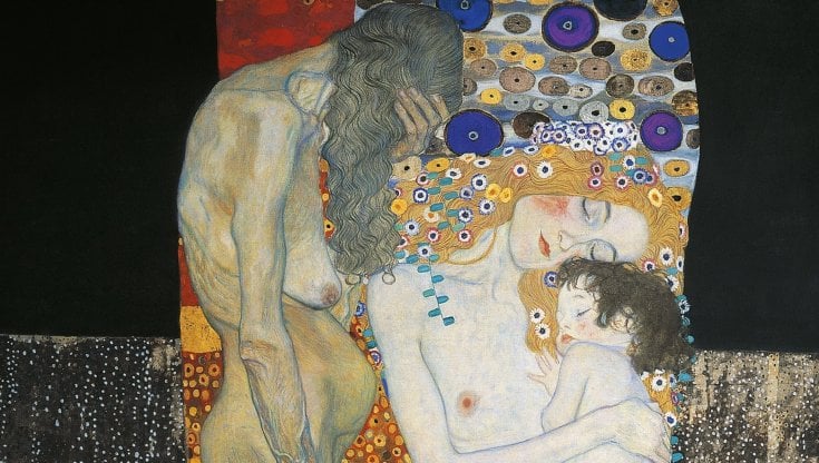 Le tre et&agrave; della donna (part., 1905) di Gustav Klimt. L'opera &egrave; conservata a Roma, presso la Galleria Nazionale d'Arte Moderna e Contemporanea