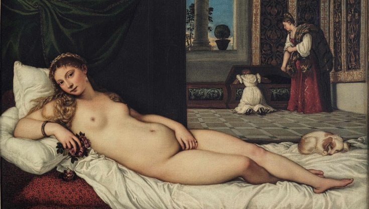 la Venere di Urbino (1538) di Tiziano, oggi alla Galleria degli Uffizi di Firenze.
